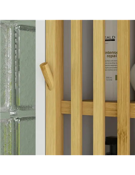 HOMCOM Bamboo-Blend Retro Cut-Out Bathroom Storage Unit, with Cupboard