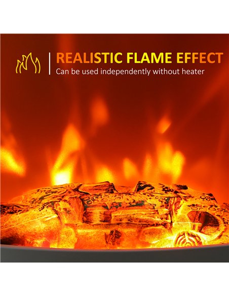 HOMCOM Tempered Glass Casing Electric Fireplace, Freestanding Electric Fire with Realistic Flame Effect, Log Burner with Overhea