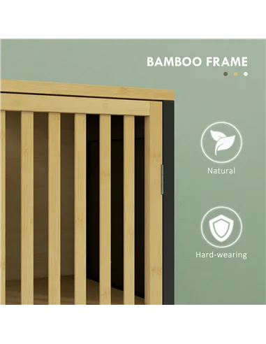 HOMCOM Bamboo-Blend Retro Cut-Out Under Sink Cabinet