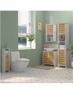 HOMCOM Bathroom Cabinet with Toilet Paper Holder - White 2