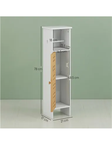 HOMCOM Bathroom Cabinet with Toilet Paper Holder - White