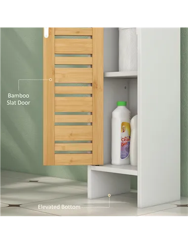 HOMCOM Bathroom Cabinet with Toilet Paper Holder - White