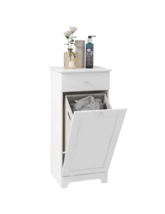 HOMCOM Single Hamper Laundry Storage Cabinet - White