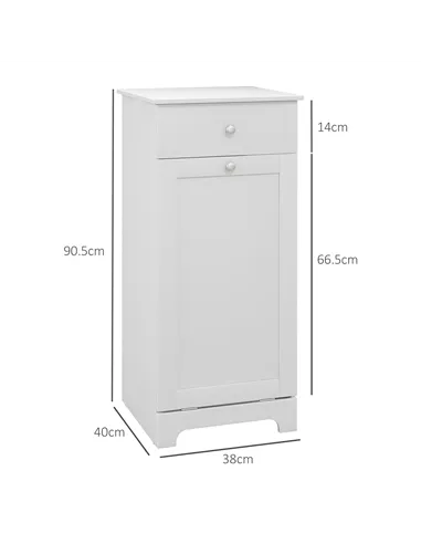 HOMCOM Single Hamper Laundry Storage Cabinet - White