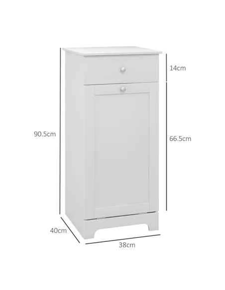 HOMCOM Single Hamper Laundry Storage Cabinet - White