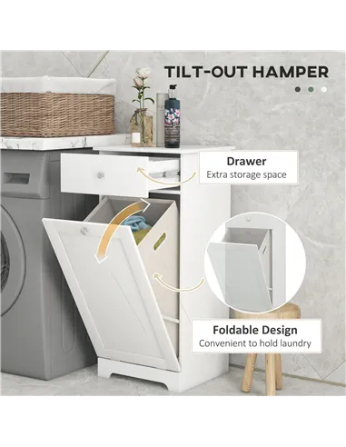 HOMCOM Single Hamper Laundry Storage Cabinet - White