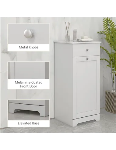 HOMCOM Single Hamper Laundry Storage Cabinet - White