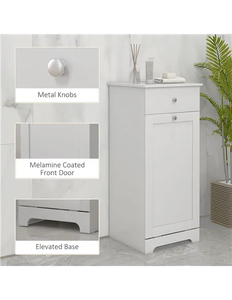 HOMCOM Single Hamper Laundry Storage Cabinet - White