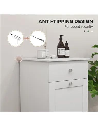 HOMCOM Single Hamper Laundry Storage Cabinet - White