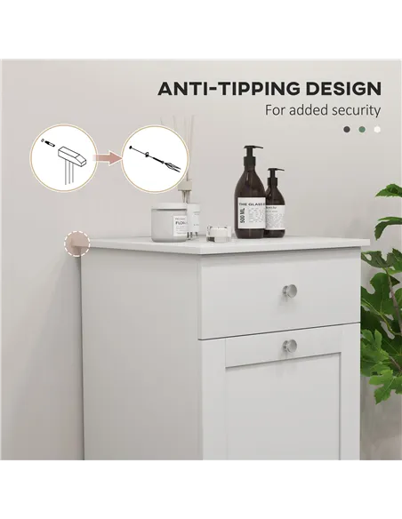 HOMCOM Single Hamper Laundry Storage Cabinet - White