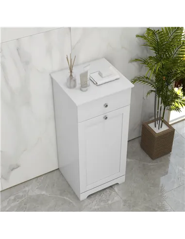 HOMCOM Single Hamper Laundry Storage Cabinet - White