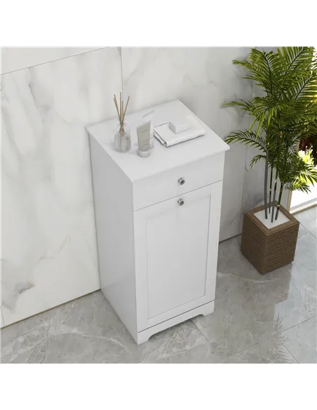 HOMCOM Single Hamper Laundry Storage Cabinet - White