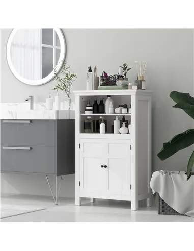 HOMCOM Multi-Storage Modern Bathroom Cabinet - White
