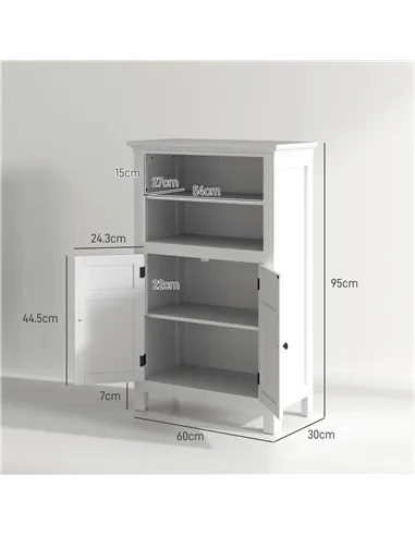 HOMCOM Multi-Storage Modern Bathroom Cabinet - White