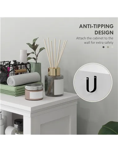 HOMCOM Multi-Storage Modern Bathroom Cabinet - White