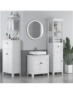 HOMCOM 15 x 20cm 'U' Cut Out Bathroom Storage Cabinet - White 2