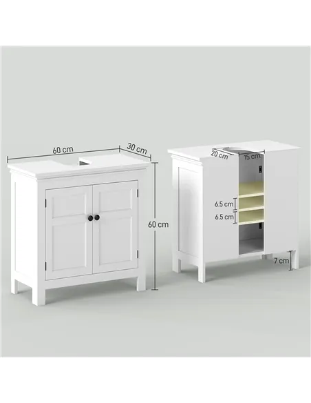 HOMCOM 15 x 20cm 'U' Cut Out Bathroom Storage Cabinet - White