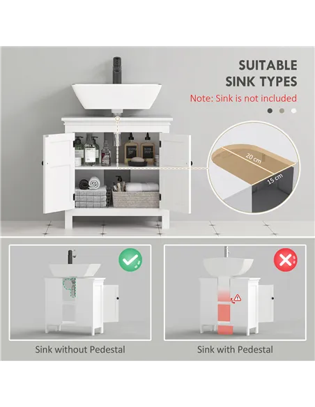 HOMCOM 15 x 20cm 'U' Cut Out Bathroom Storage Cabinet - White