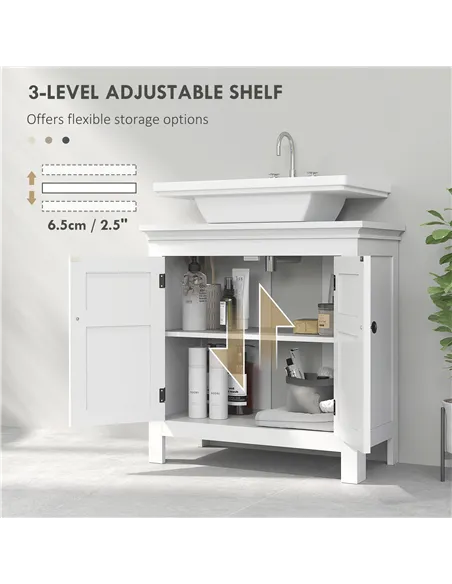 HOMCOM 15 x 20cm 'U' Cut Out Bathroom Storage Cabinet - White