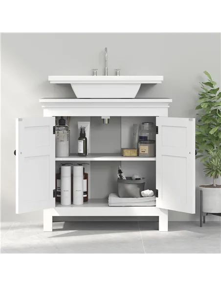 HOMCOM 15 x 20cm 'U' Cut Out Bathroom Storage Cabinet - White