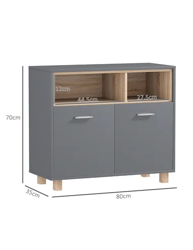 HOMCOM Freestanding Bathroom Cabinet, Bathroom Storage Unit, Bathroom Storage Cabinet with Open Compartments and Double Doors