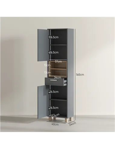 HOMCOM Tall Bathroom Storage Cabinet, Bathroom Storage Unit, Freestanding Bathroom Cabinet with Open Shelves and Drawer