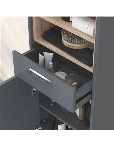 HOMCOM Tall Bathroom Storage Cabinet, Bathroom Storage Unit, Freestanding Bathroom Cabinet with Open Shelves and Drawer