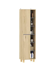 HOMCOM Multi-Storage Slim Bathroom Cabinet - Wood-Effect