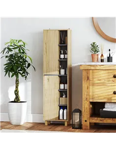 HOMCOM Multi-Storage Slim Bathroom Cabinet - Wood-Effect 2