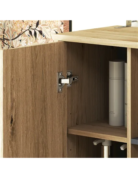 HOMCOM Multi-Storage Slim Bathroom Cabinet - Wood-Effect