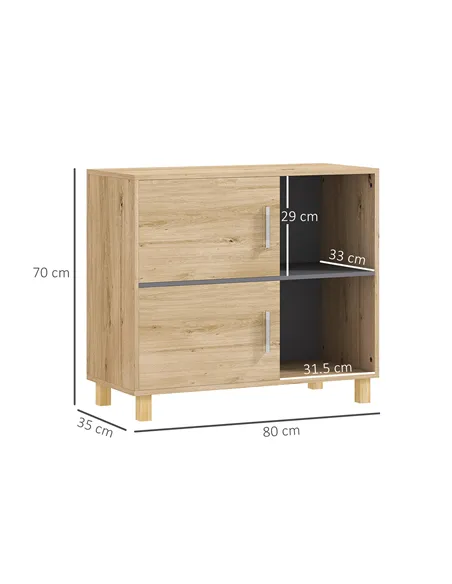HOMCOM Bathroom Cabinet, Freestanding Bathroom Cabinet with Open Compartments and Double Doors