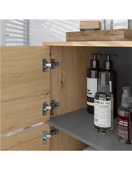 HOMCOM Bathroom Cabinet, Freestanding Bathroom Cabinet with Open Compartments and Double Doors