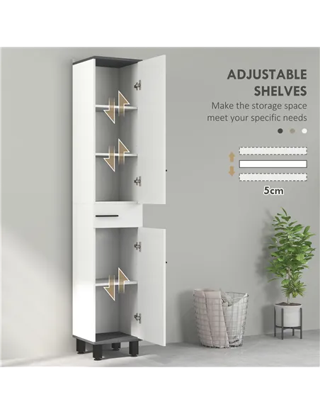 HOMCOM 190cm Slim Bathroom Storage Cabinet - White