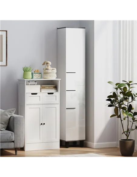 HOMCOM 190cm Slim Bathroom Storage Cabinet - White