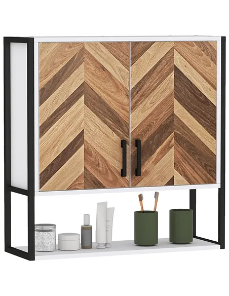 HOMCOM Bathroom Cabinet Wall Mounted, Bathroom Wall Cabinet Medicine Cabinet with 2 Doors, Adjustable Shelf, Walnut