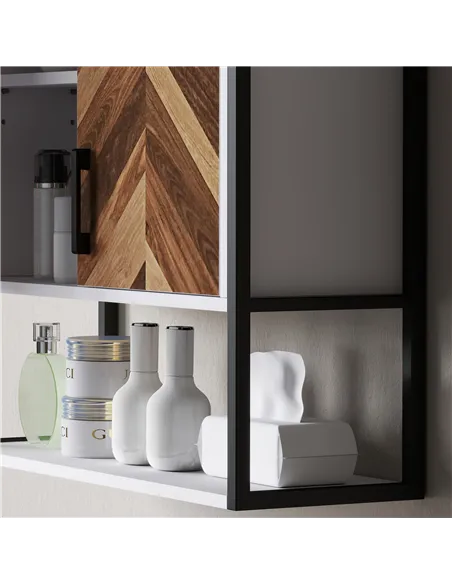 HOMCOM Bathroom Cabinet Wall Mounted, Bathroom Wall Cabinet Medicine Cabinet with 2 Doors, Adjustable Shelf, Walnut