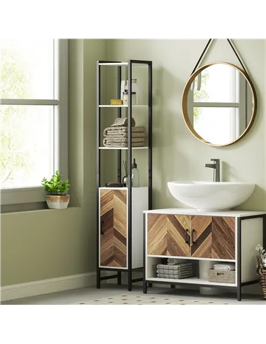 HOMCOM Tall Bathroom Cabinet with 3 Shelves, Slim Storage Cabinet with Adjustable Shelf, Narrow Tallboy Cupboard, Bathroom Stora