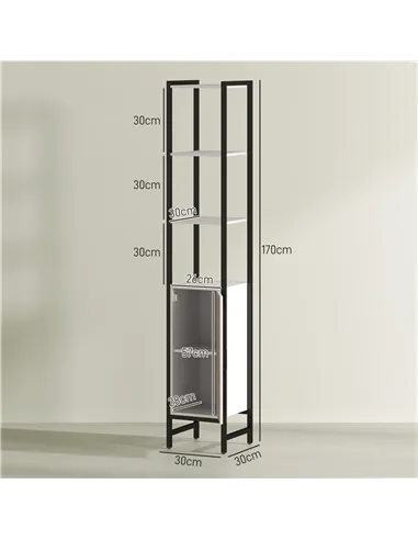 HOMCOM Tall Bathroom Cabinet with 3 Shelves, Slim Storage Cabinet with Adjustable Shelf, Narrow Tallboy Cupboard, Bathroom Stora