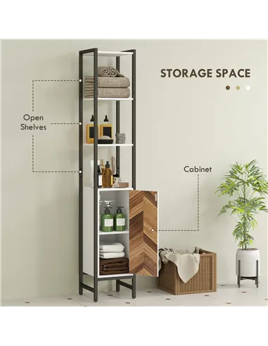 HOMCOM Tall Bathroom Cabinet with 3 Shelves, Slim Storage Cabinet with Adjustable Shelf, Narrow Tallboy Cupboard, Bathroom Stora