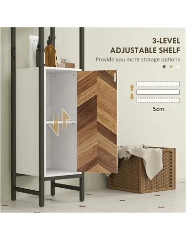 HOMCOM Tall Bathroom Cabinet with 3 Shelves, Slim Storage Cabinet with Adjustable Shelf, Narrow Tallboy Cupboard, Bathroom Stora