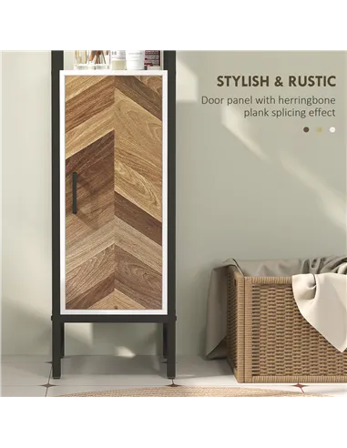 HOMCOM Tall Bathroom Cabinet with 3 Shelves, Slim Storage Cabinet with Adjustable Shelf, Narrow Tallboy Cupboard, Bathroom Stora