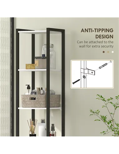 HOMCOM Tall Bathroom Cabinet with 3 Shelves, Slim Storage Cabinet with Adjustable Shelf, Narrow Tallboy Cupboard, Bathroom Stora