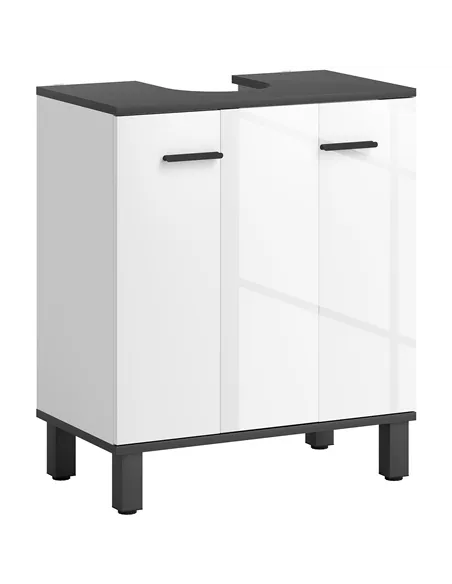 HOMCOM Modern Under-Sink Bathroom Cabinet - High Gloss White