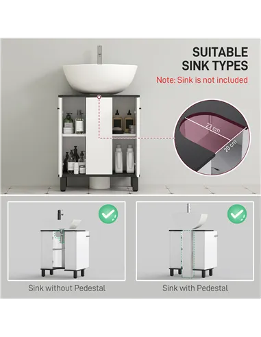 HOMCOM Modern Under-Sink Bathroom Cabinet - High Gloss White