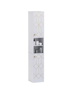 HOMCOM Tall Bathroom Storage Cabinet with Doors, Slim Bathroom Storage Unit with Adjustable Shelves, Freestanding Bathroom Stora