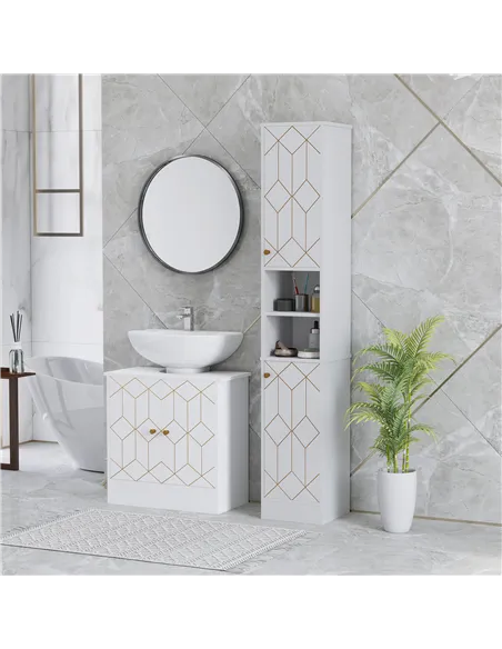 HOMCOM Tall Bathroom Storage Cabinet with Doors, Slim Bathroom Storage Unit with Adjustable Shelves, Freestanding Bathroom Stora