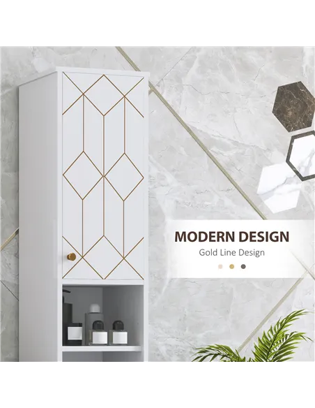 HOMCOM Tall Bathroom Storage Cabinet with Doors, Slim Bathroom Storage Unit with Adjustable Shelves, Freestanding Bathroom Stora