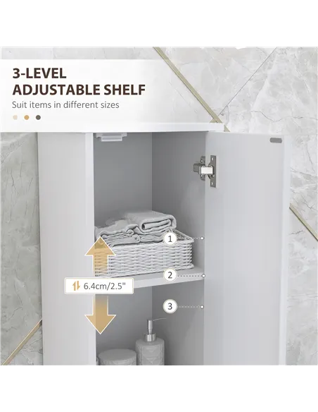 HOMCOM Tall Bathroom Storage Cabinet with Doors, Slim Bathroom Storage Unit with Adjustable Shelves, Freestanding Bathroom Stora