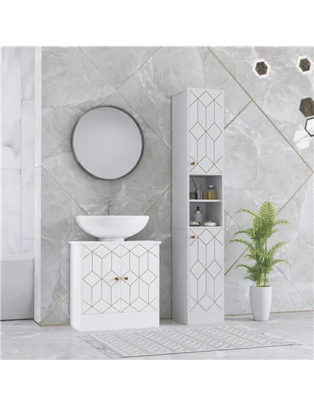 HOMCOM Tall Bathroom Storage Cabinet with Doors, Slim Bathroom Storage Unit with Adjustable Shelves, Freestanding Bathroom Stora