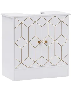 HOMCOM Under Sink Bathroom Cabinet, Under Sink Cabinet with Adjustable Shelf and Open Compartment for Basin with or without Pede